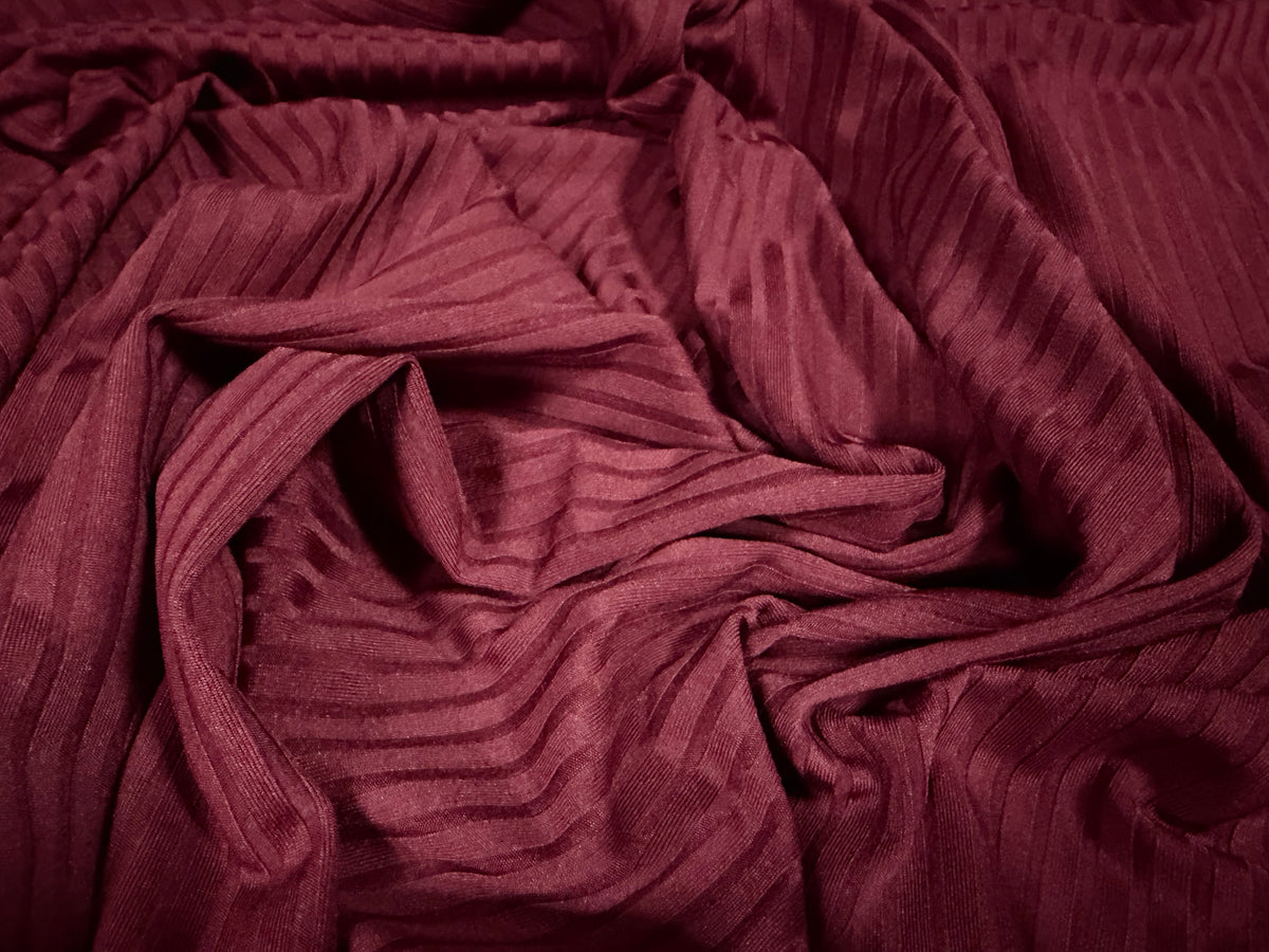 Stretch spandex rib jersey fabric, per metre - plain - wine