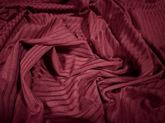 Stretch spandex rib jersey fabric, per metre - plain - wine