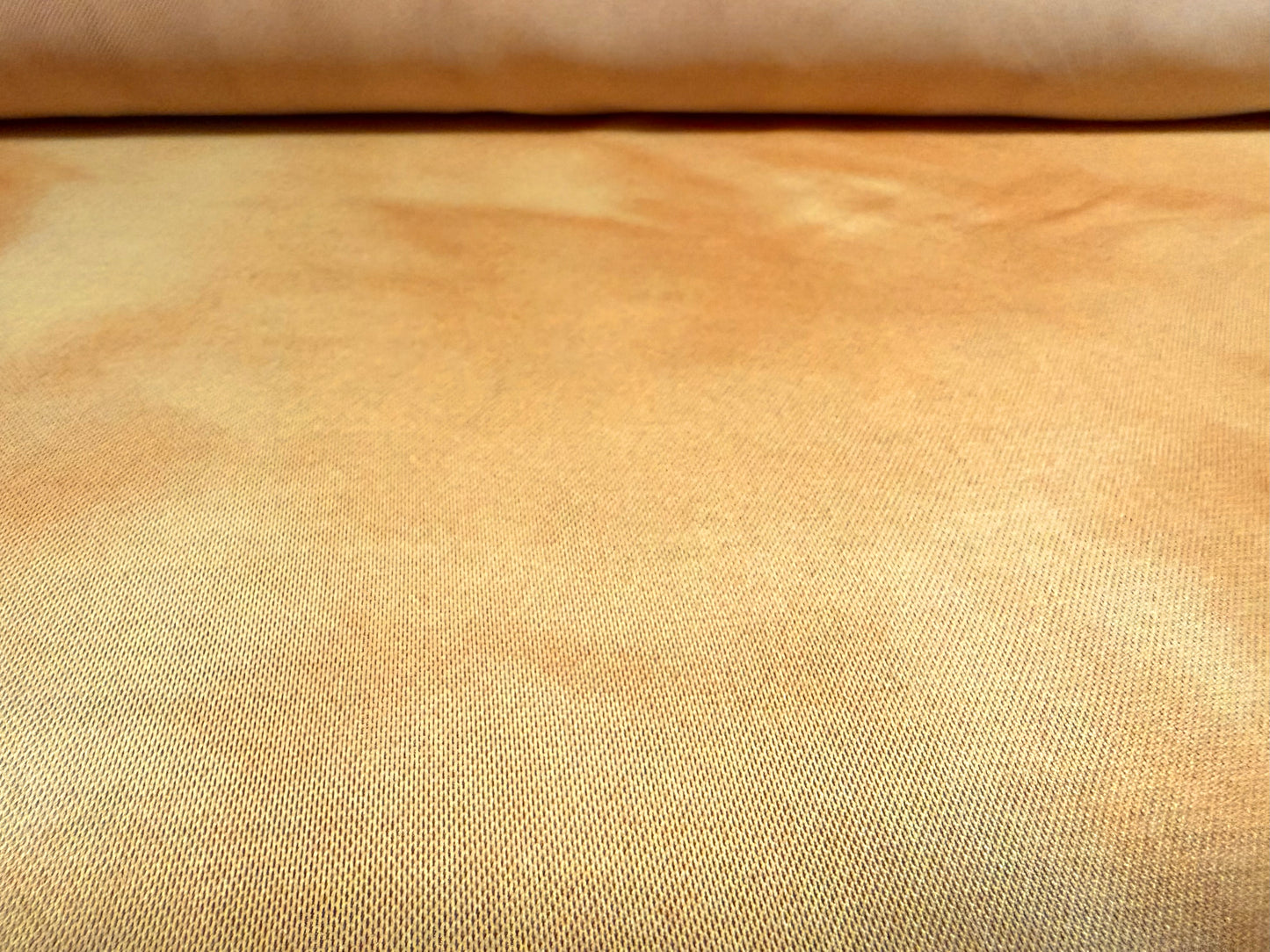 Power mesh net stretch spandex fabric, per metre - smudge print - gold & yellow