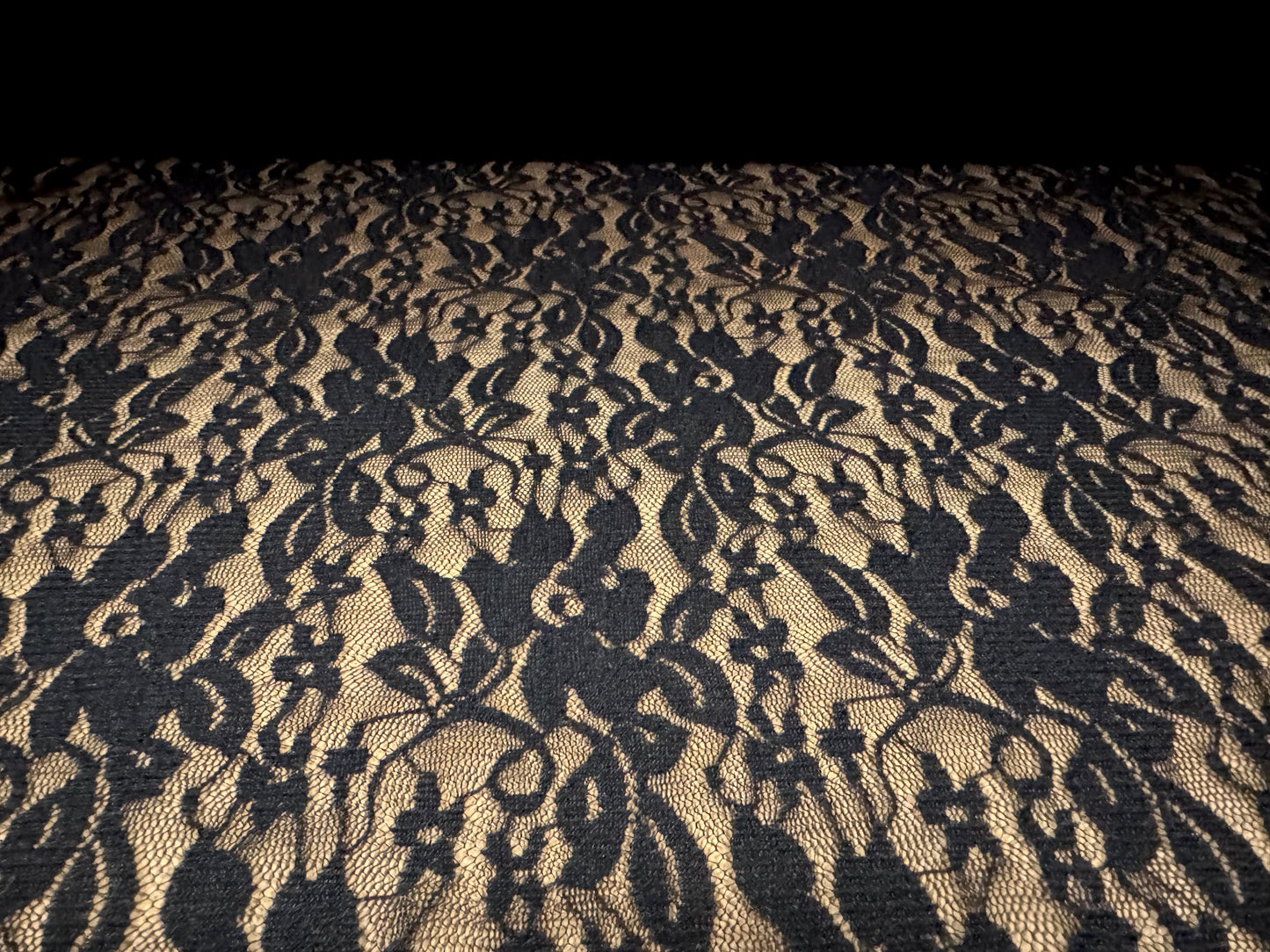 Stretch spandex lace fabric, per metre - floral - black