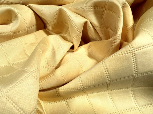 Mock quilted heavyweight scuba jersey fabric, per metre - plain - buttermilk