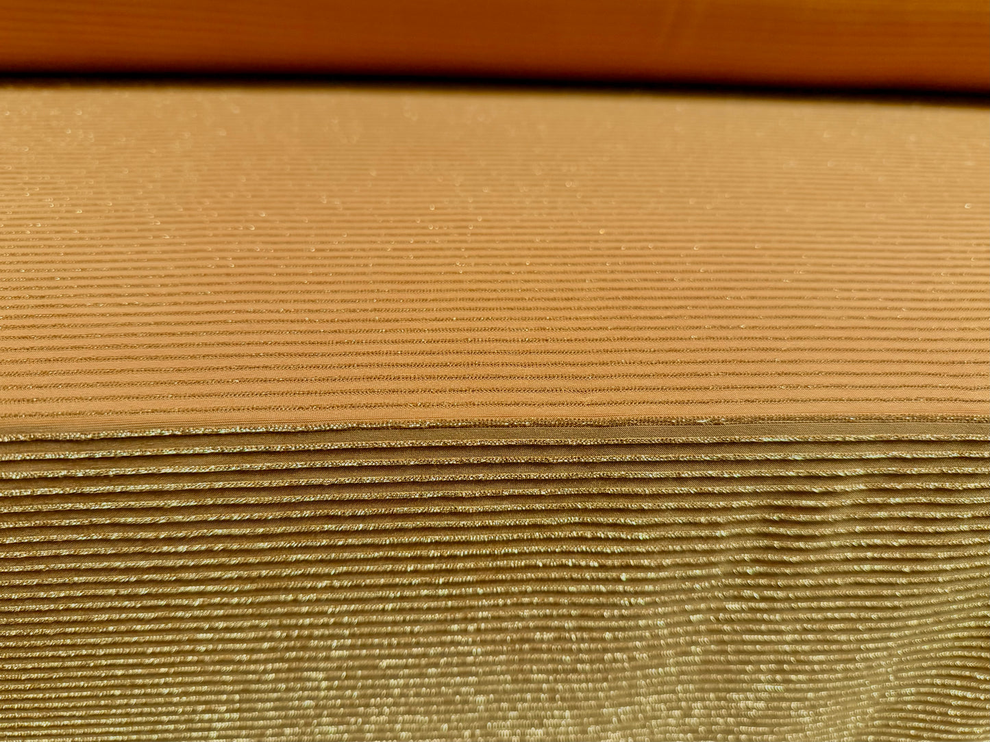 Metallic stretch jersey fabric, per metre - lurex pinstripe - old gold