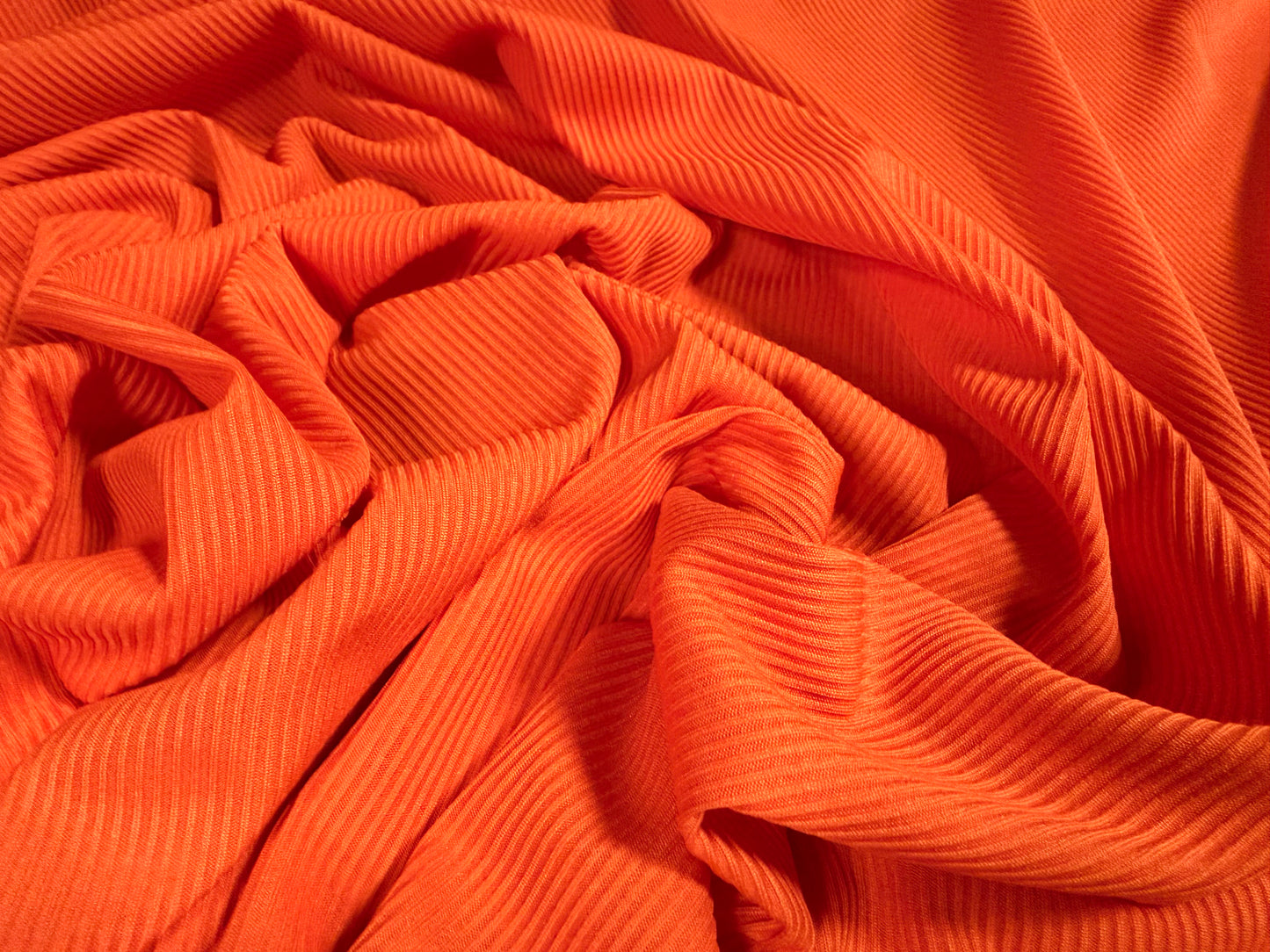 2x1 Stretch spandex ribbed jersey fabric, per metre - plain - orange