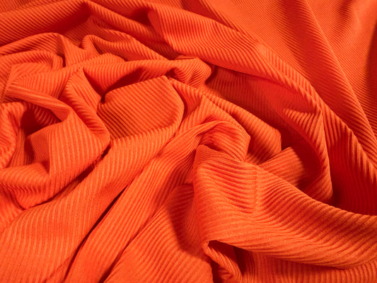 2x1 Stretch spandex ribbed jersey fabric, per metre - plain - orange