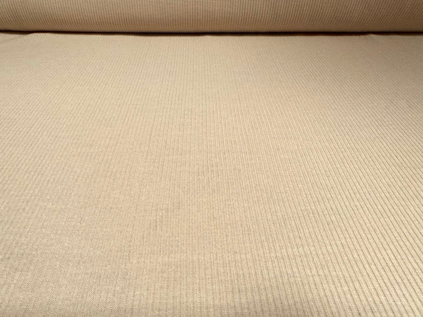 Soft handle 2x1 ribbed jersey knit fabric, per metre - plain - beige