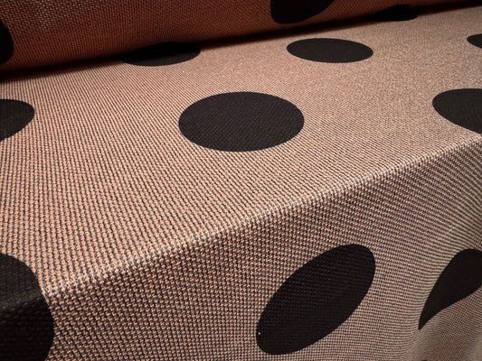 Soft furnishing upholstery fabric, per metre - jumbo polka dot print - rose brown
