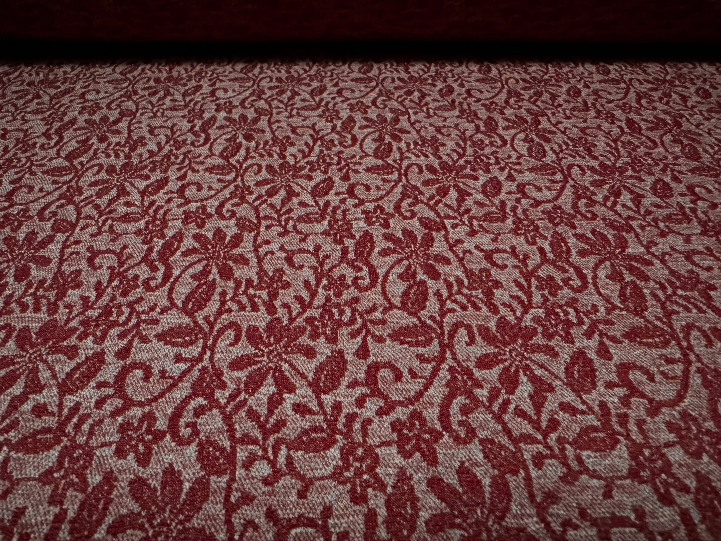 Stretch double jersey fashion fabric, per metre - floral damask jacquard - ox blood