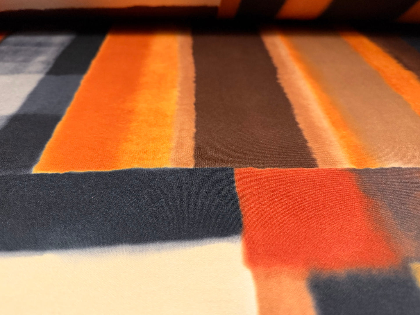 Scuba stretch spandex double jersey dress fabric, per metre - Mondrian geometric print - Earth Tones