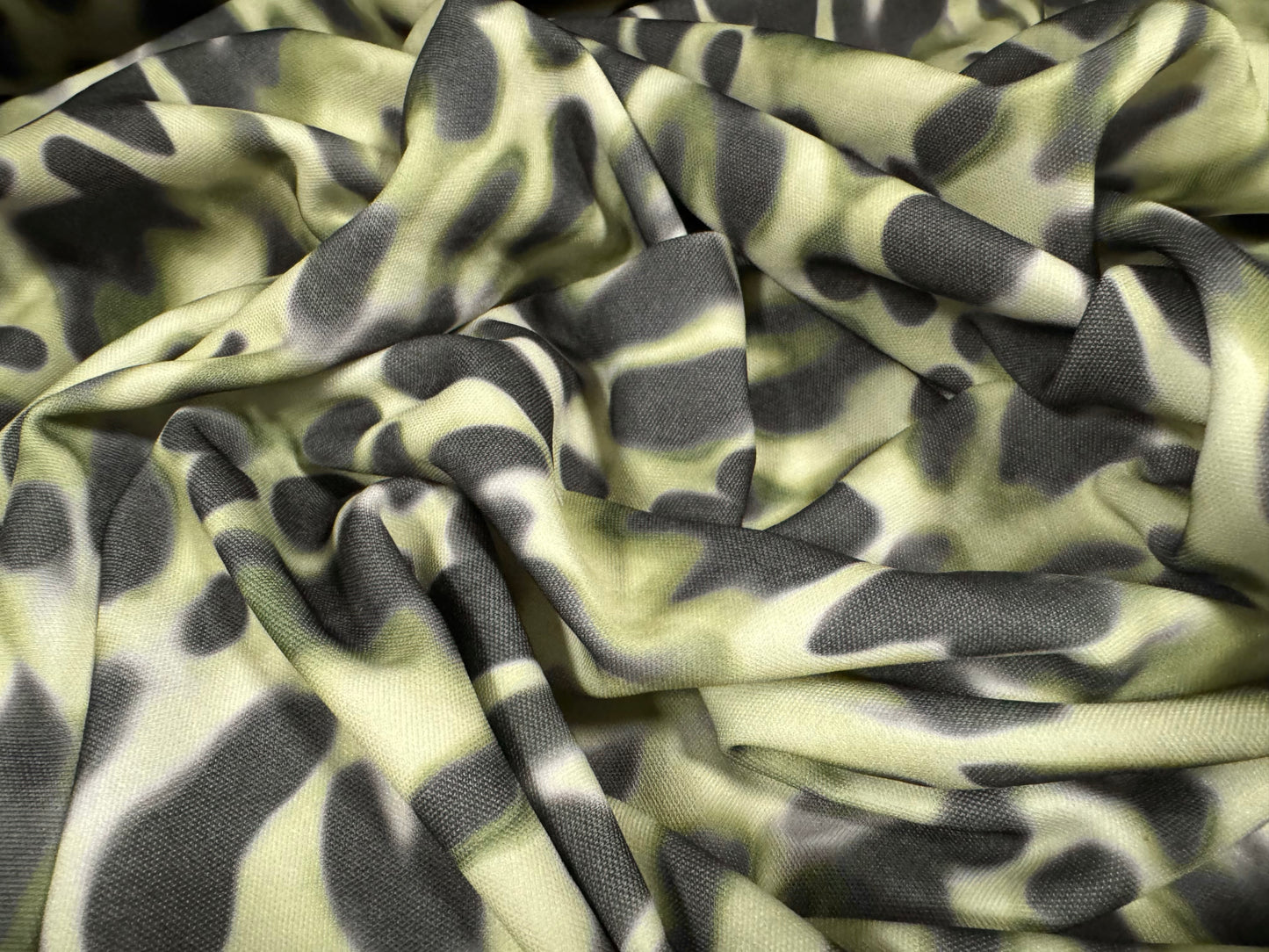 Double jersey upholstery fabric, per metre - soft focus animal print - sage green