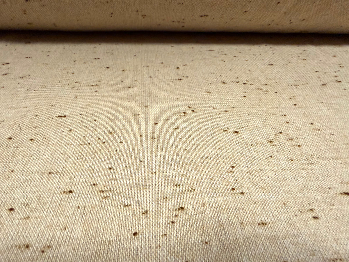 Wool tweed fabric, per metre - flecked - beige & brown