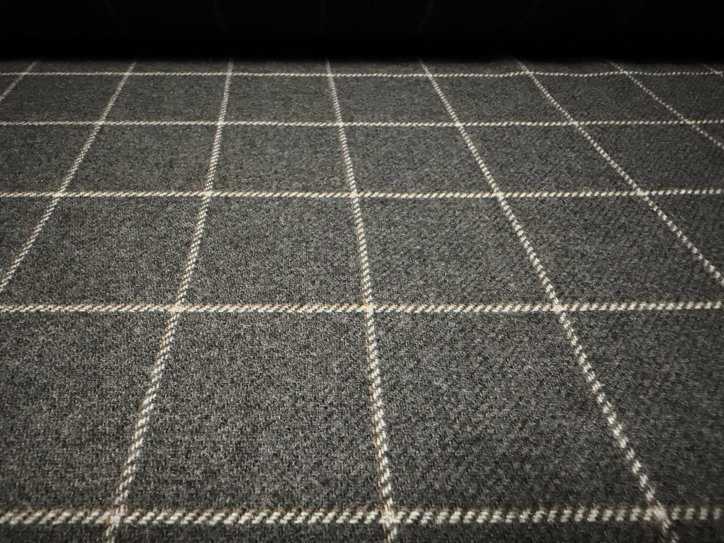 Wool tweed fabric, per metre - yarn dyed matrix check - grey