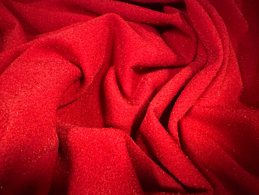 Metallic Valentino crepe stretch spandex jersey fabric - per metre - lurex sparkle - red