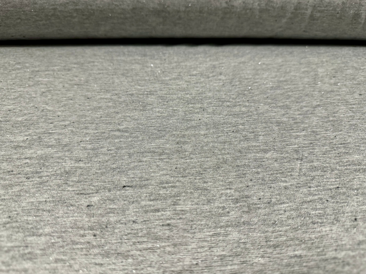 Metallic viscose stretch single jersey fabric, per metre - grey marl with silver fleck