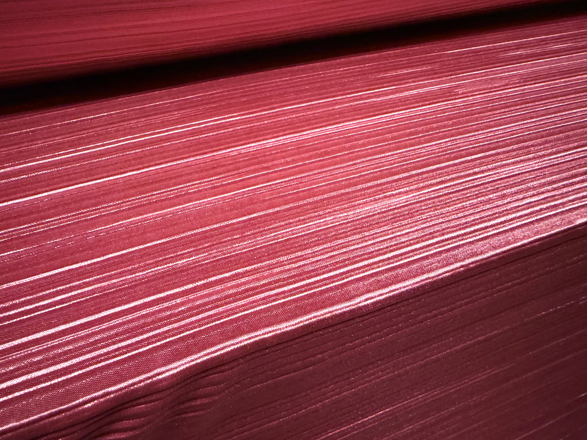 Plissé stretch pleated satin dress fabric, per metre - plain - rose pink