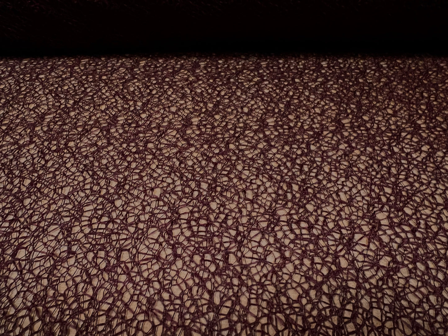 Lightweight crochet knit lace dress fabric, per metre - burgundy