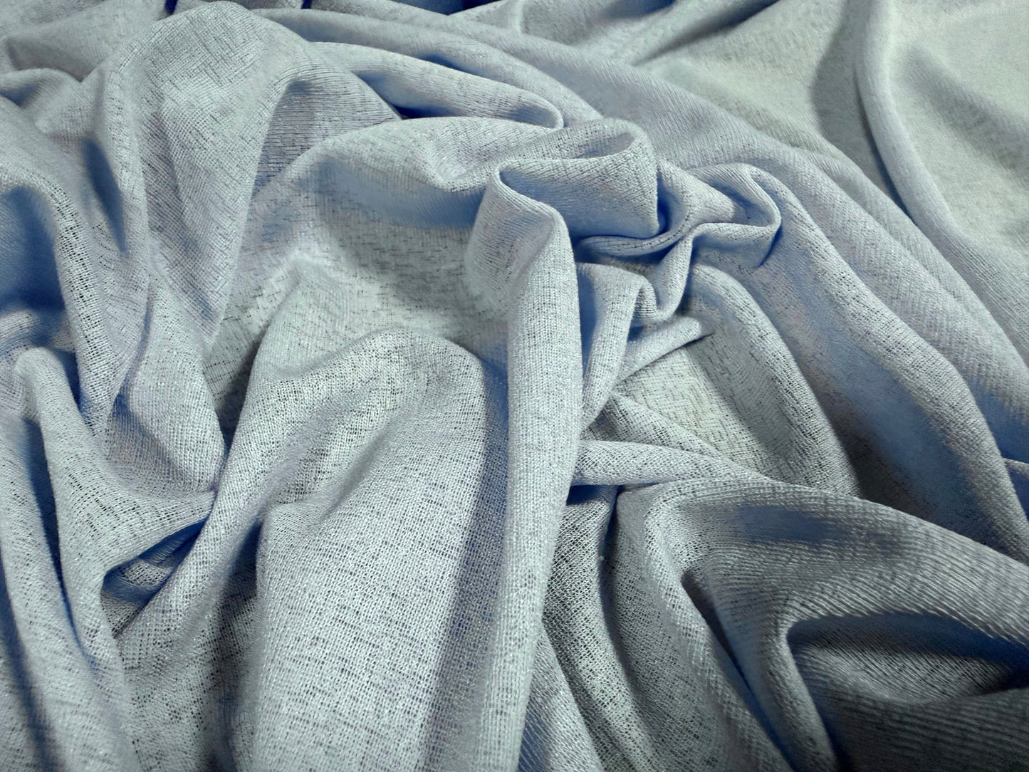 Thick & thin stretch spandex single jersey fashion fabric, per metre - plain - sky blue