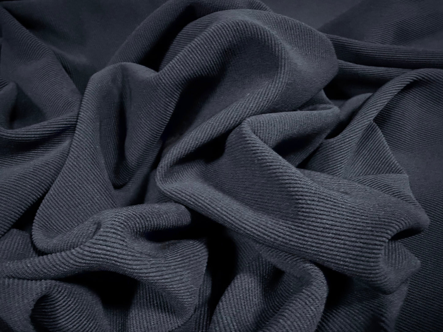 Fine ottoman rib stretch double jersey fabric , per metre - plain - French Navy