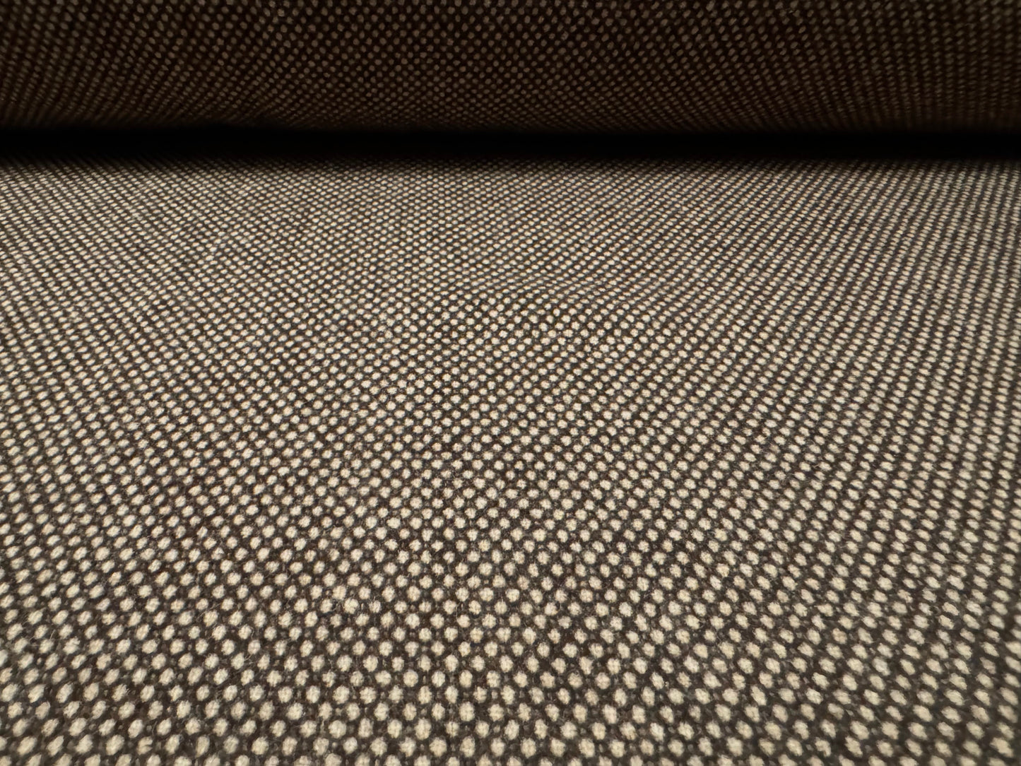 Wool blend woven tweed fabric, per metre - brown & stone