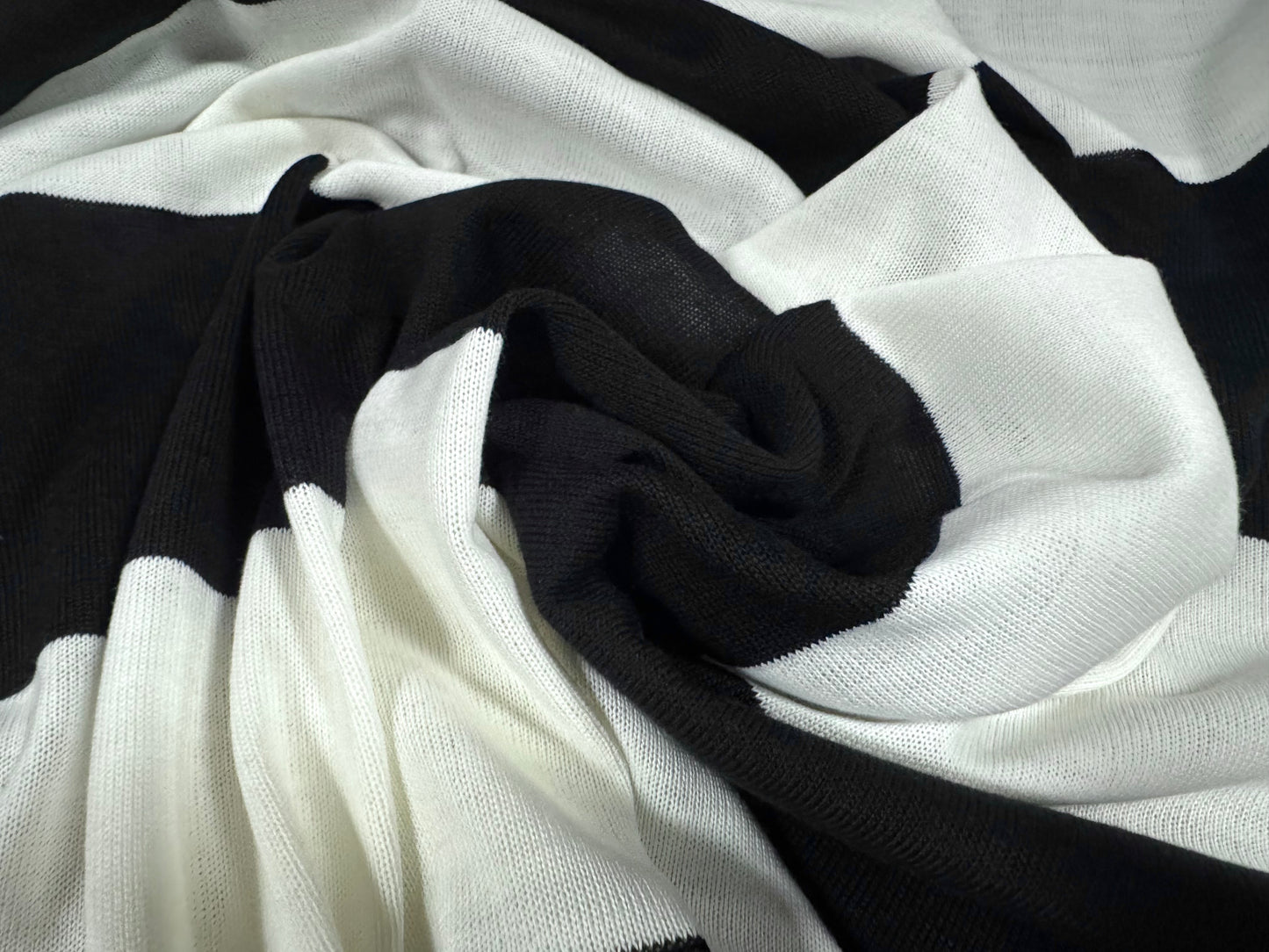 Knitwear jersey fabric, per metre - wide stripe - black & white