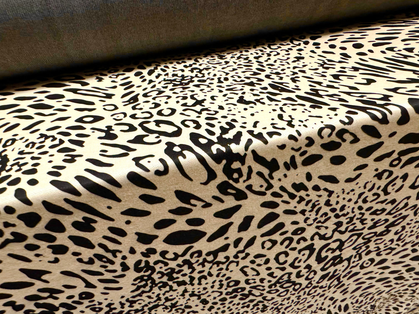 Ponte Roma double jersey knit stretch fabric, per metre - animal print - cream