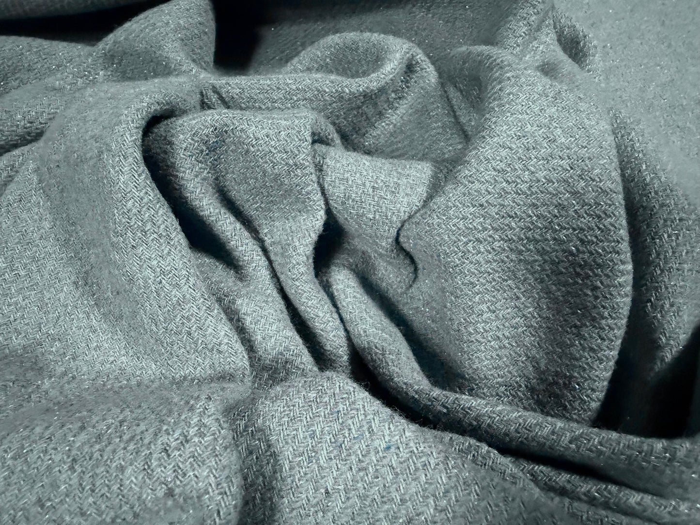 Metallic wool tweed fabric, per metre - powder blue with silver lurex