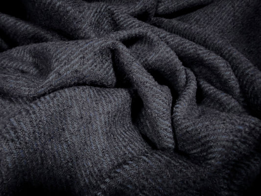 Heavyweight wool bouclé fabric, per metre - twill - dark navy blue