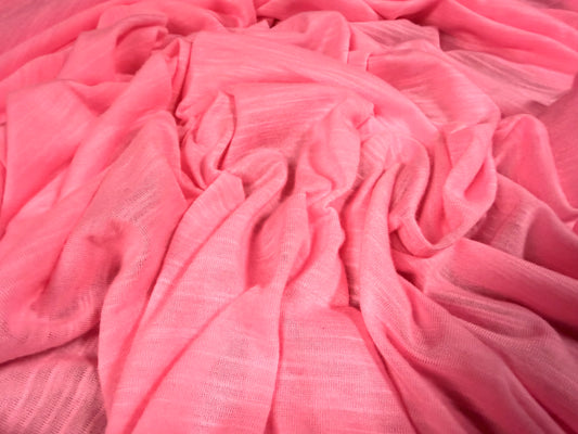 Lightweight slub single jersey fabric, per metre - plain - fluorescent pink