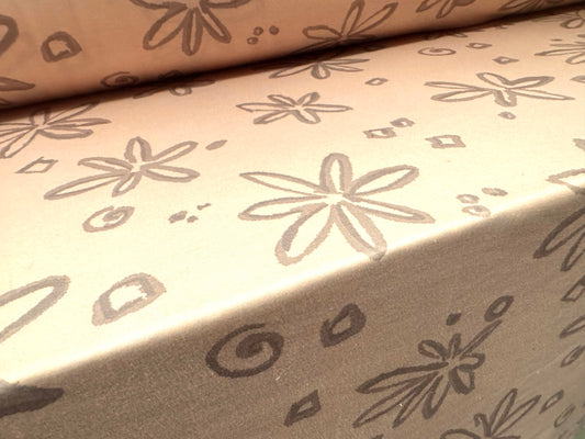 Stretch spandex interlock jersey fabric, per metre - floral sketch print - pale pink & grey