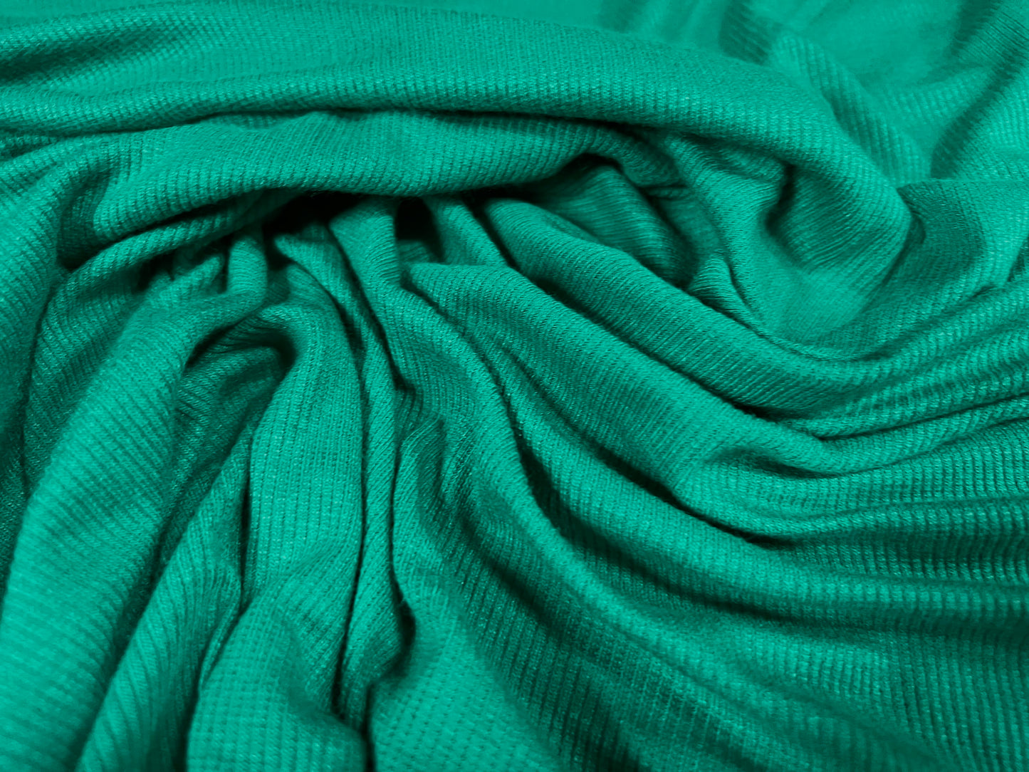 Soft stretch spandex ribbed jersey fabric, per metre - plain - jade green