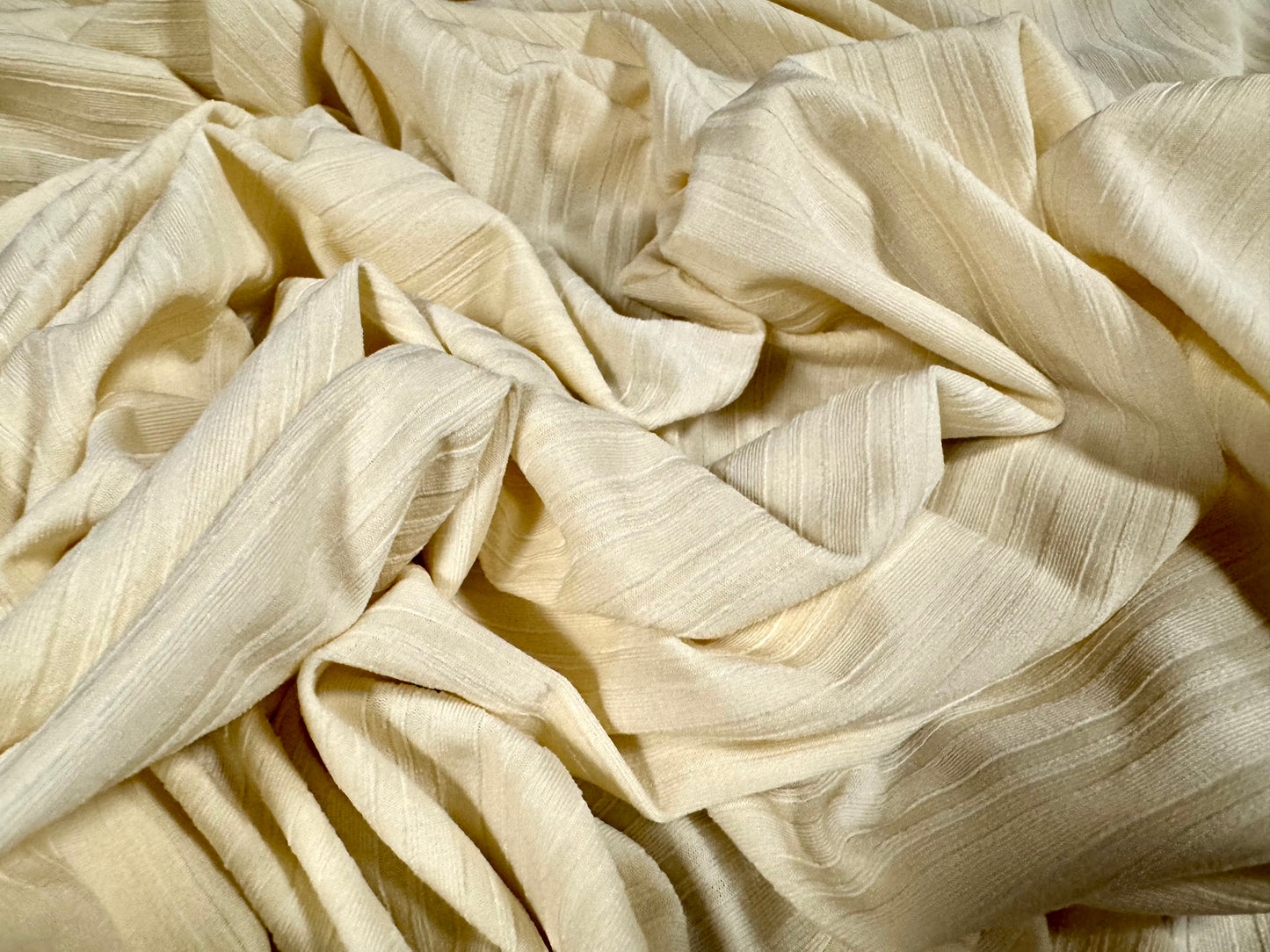 Stretch spandex tramline rib jersey fabric, per metre - plain - cream