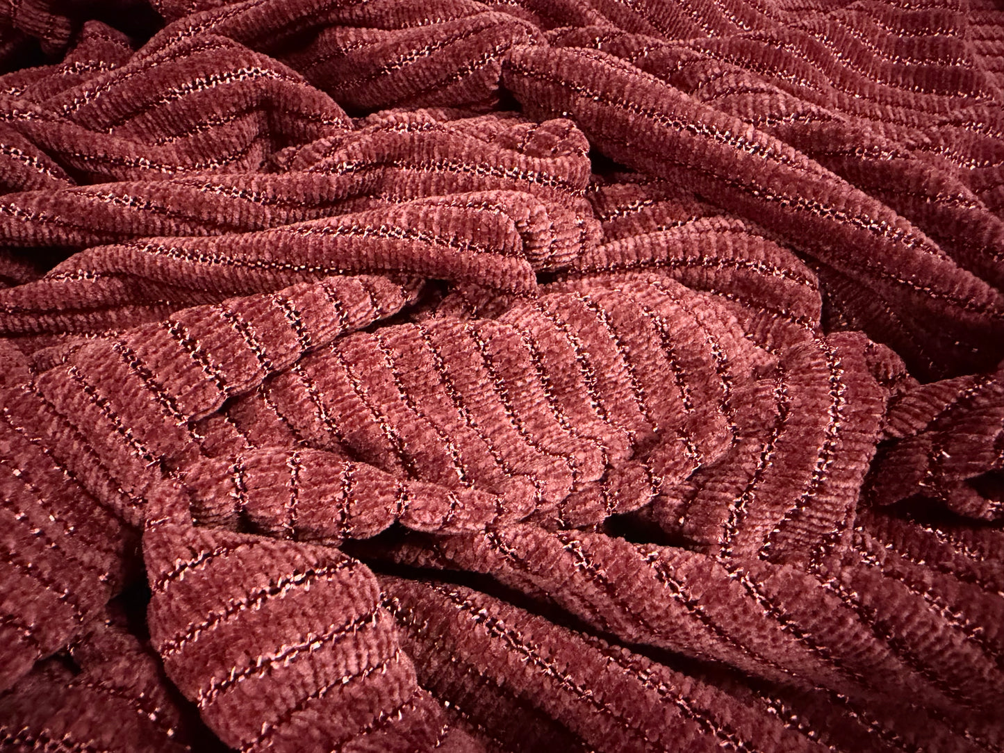 Soft velour knit fabric, per metre - stripe - rose pink