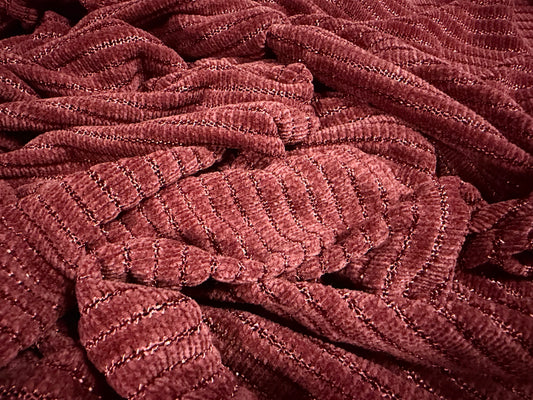 Soft velour knit fabric, per metre - stripe - rose pink