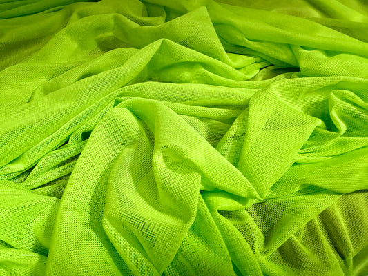 Power mesh net stretch spandex fabric, per metre - plain - fluorescent green