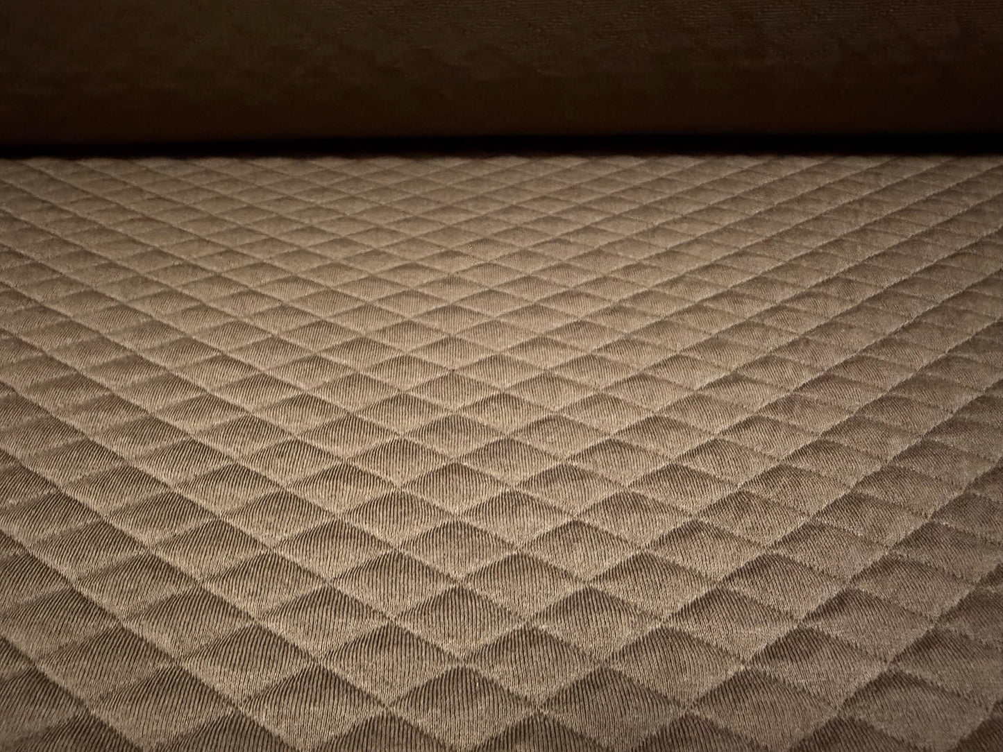 Mock diamond quilted stretch double jersey fabric, per metre - plain - taupe