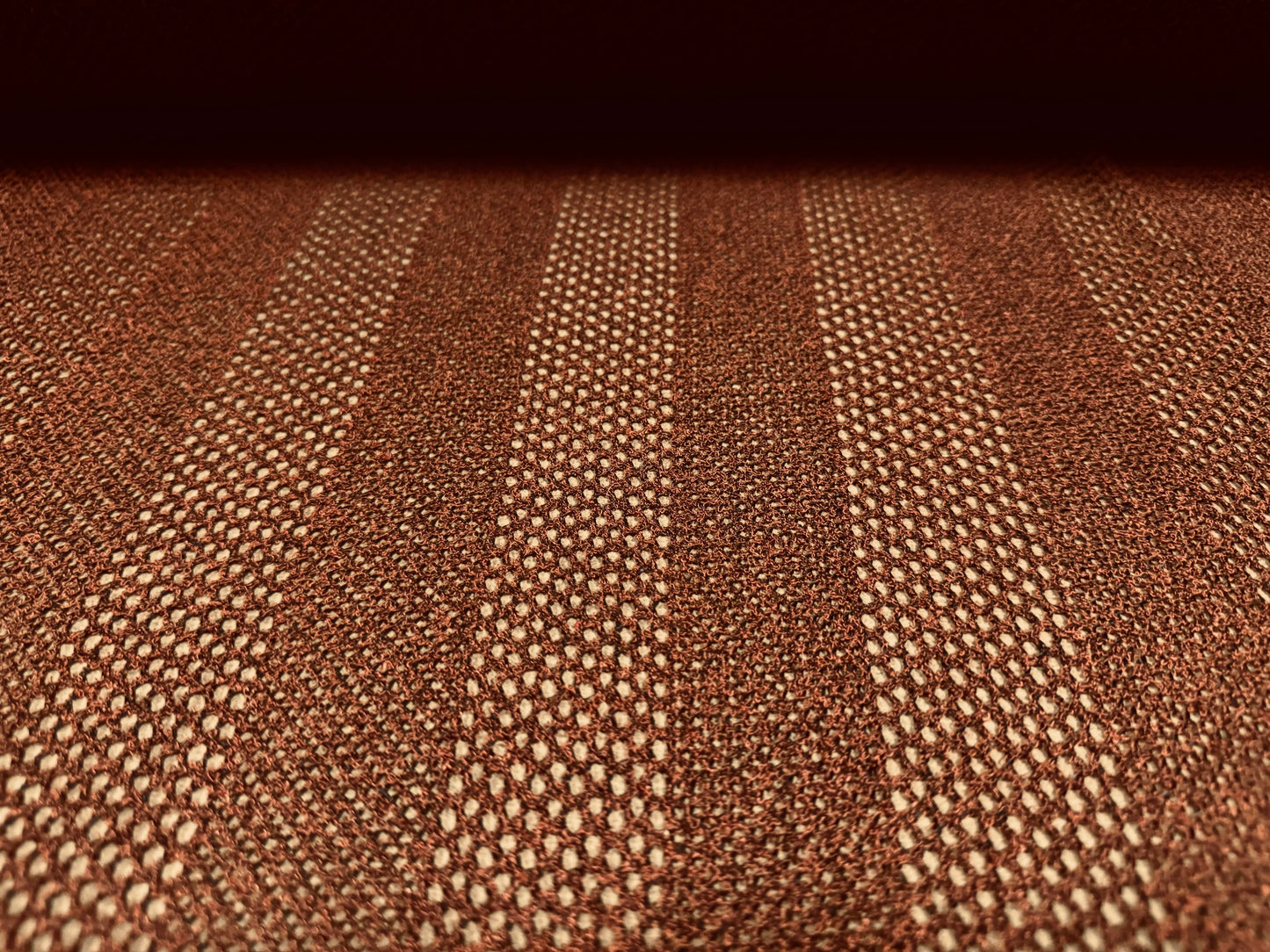 Fishnet mesh net jersey fabric, per metre - stripe - rust