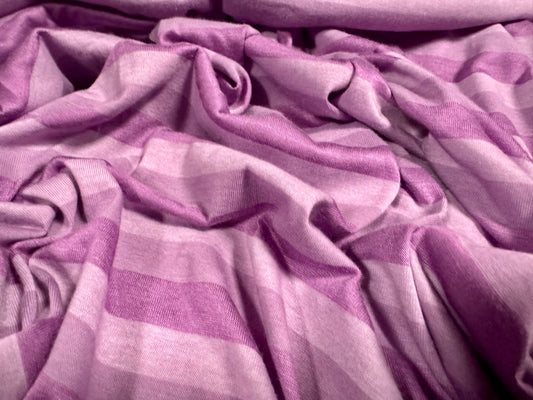 Viscose blend single jersey fabric, per metre - stripe - lilac & lavender