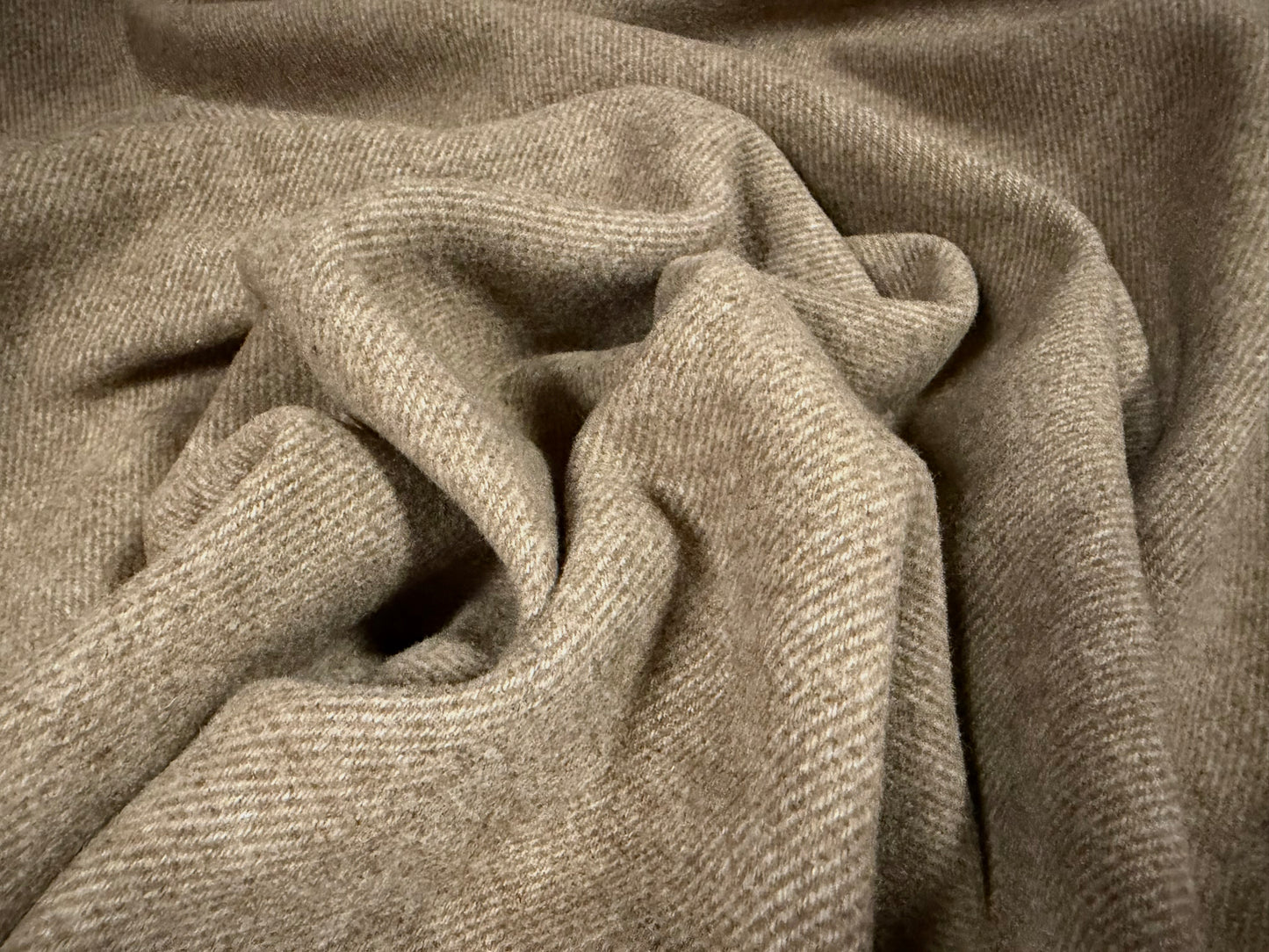 Heavyweight wool double face flannel fabric, per metre - plain - sandstone
