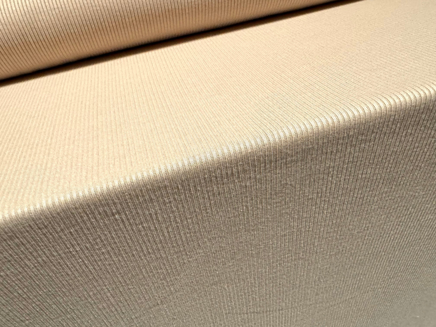 Soft handle 2x1 ribbed jersey knit fabric, per metre - plain - beige