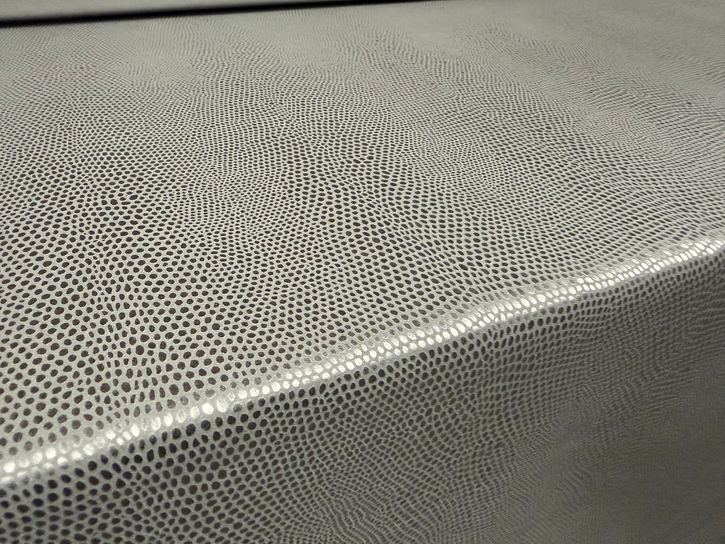 Embossed faux leather pvc coated jersey fabric, per metre - snakeskin - metallic silver