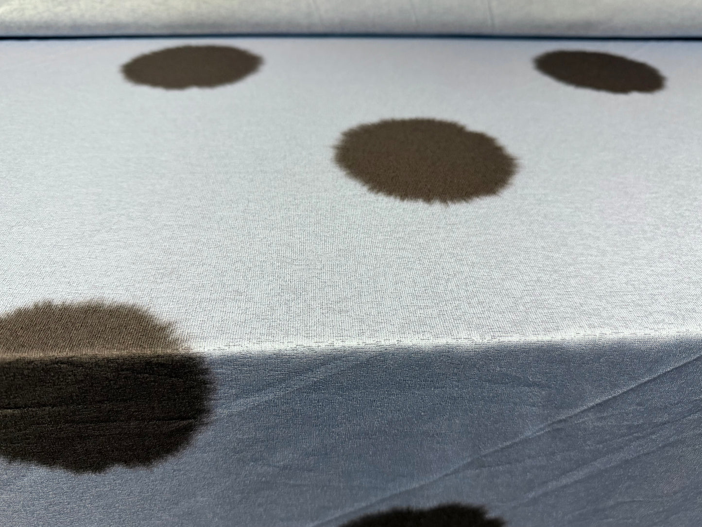 Thick & thin stretch spandex single jersey fashion fabric, per metre - ink blot print - blue