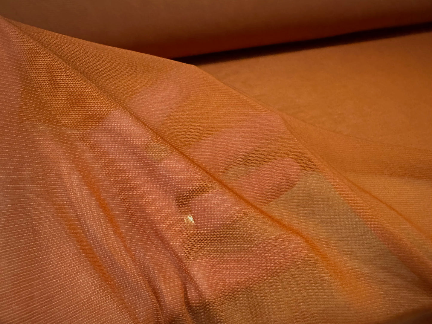 Stretch helenca mesh fabric, sheer, per metre - plain - terracotta