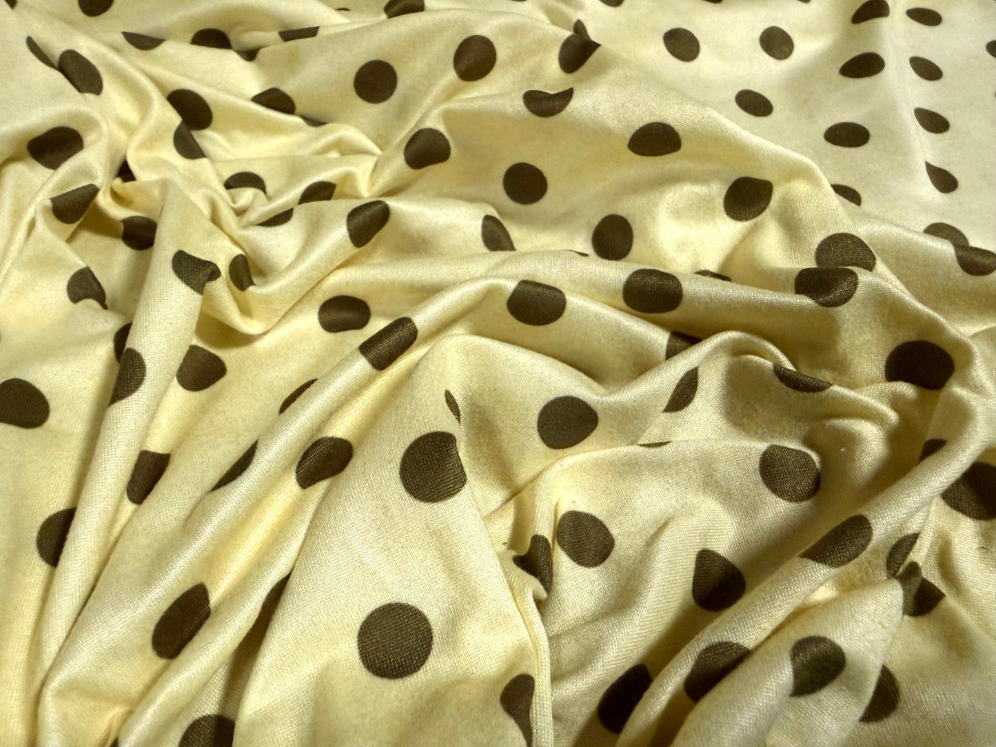 Super soft stretch single jersey fabric, per metre - polka dot print - lemon & khaki