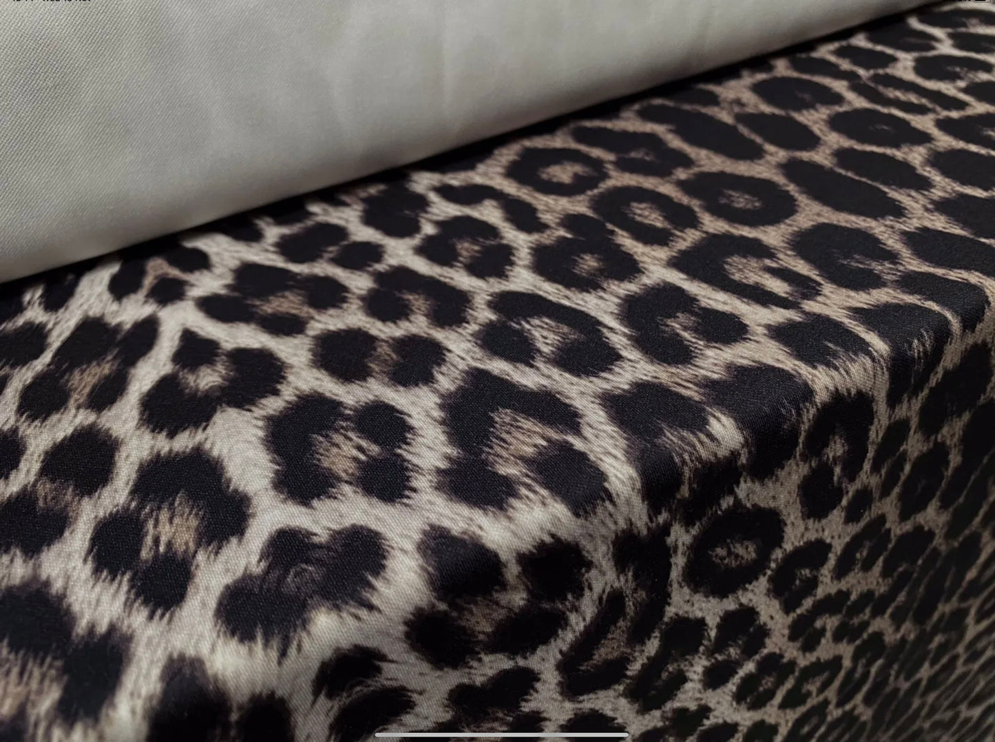 Scuba stretch spandex double jersey dress fabric, per metre - leopardskin animal print - black & tan