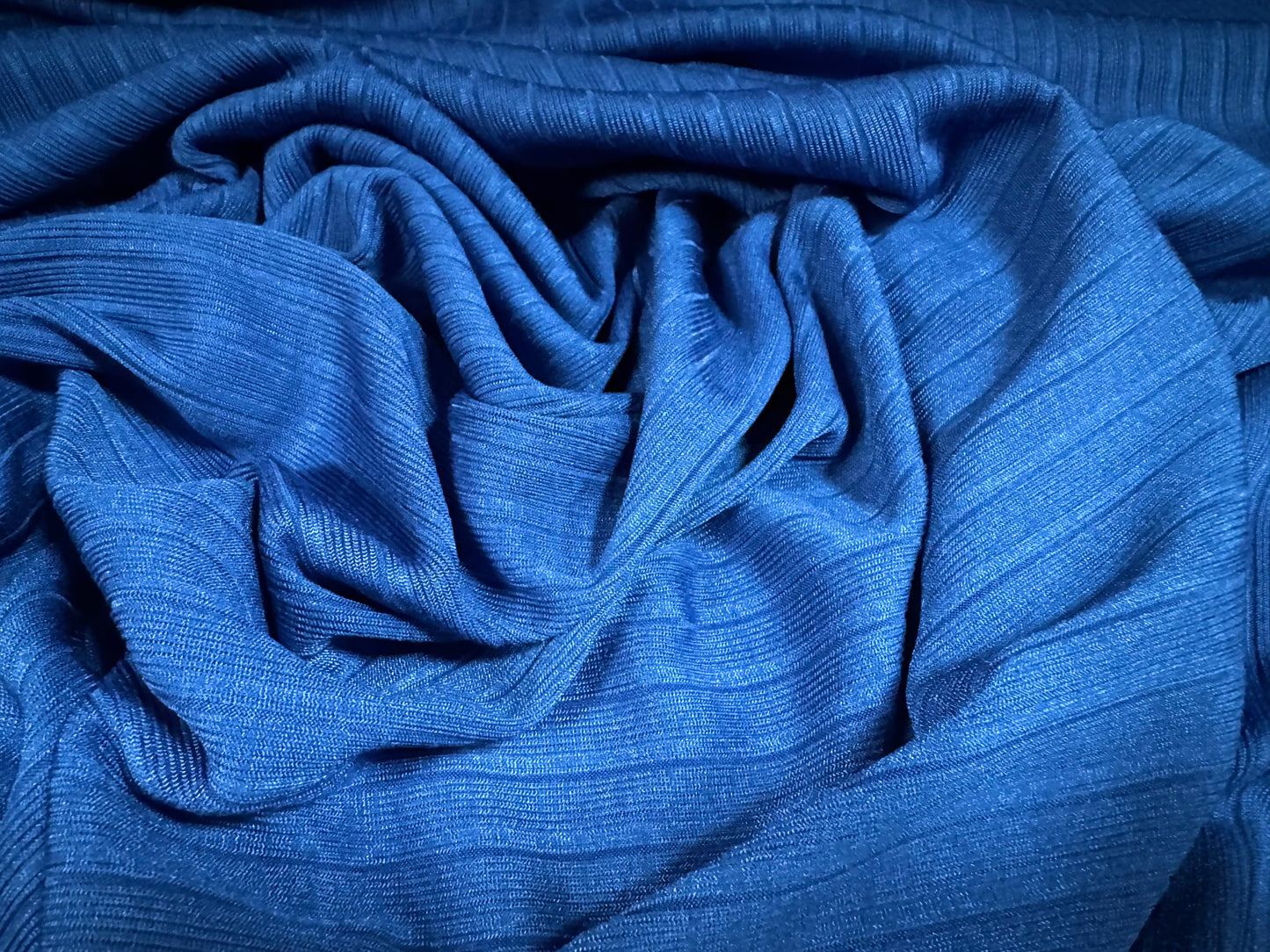 Heavyweight spandex rib jersey fabric, per metre - plain - cobalt blue