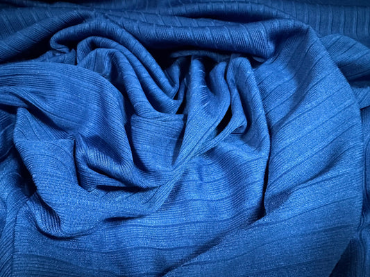 Heavyweight spandex rib jersey fabric, per metre - plain - cobalt blue