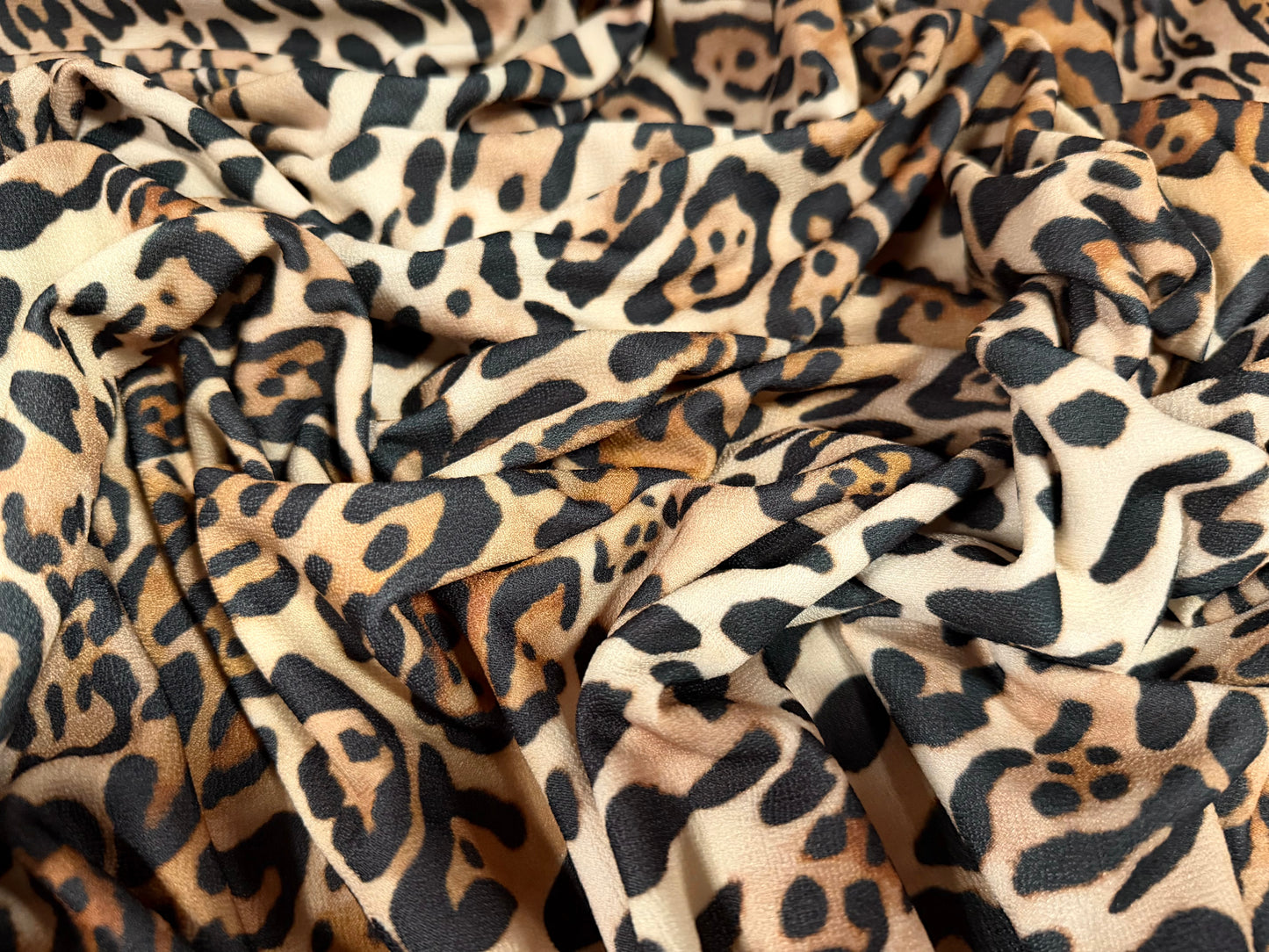 Valentino crepe stretch spandex jersey fabric, per metre - leopard print - beige & gold