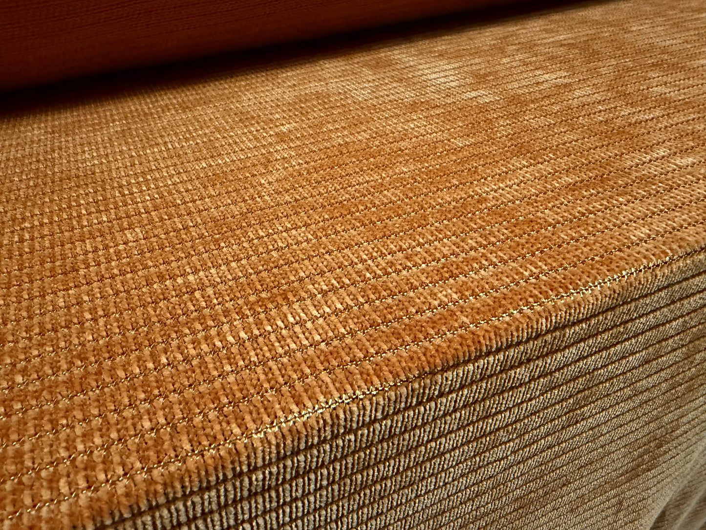 Soft velour knit fabric, per metre - stripe - old gold