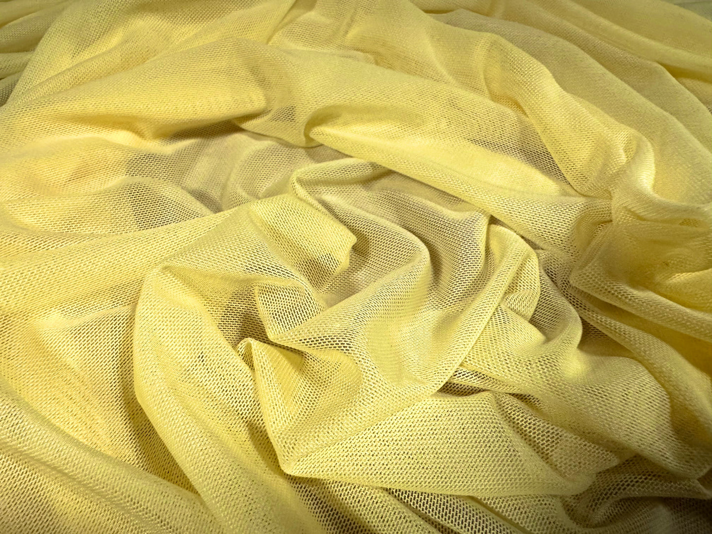 Power mesh net stretch spandex fabric, per metre - plain - yellow