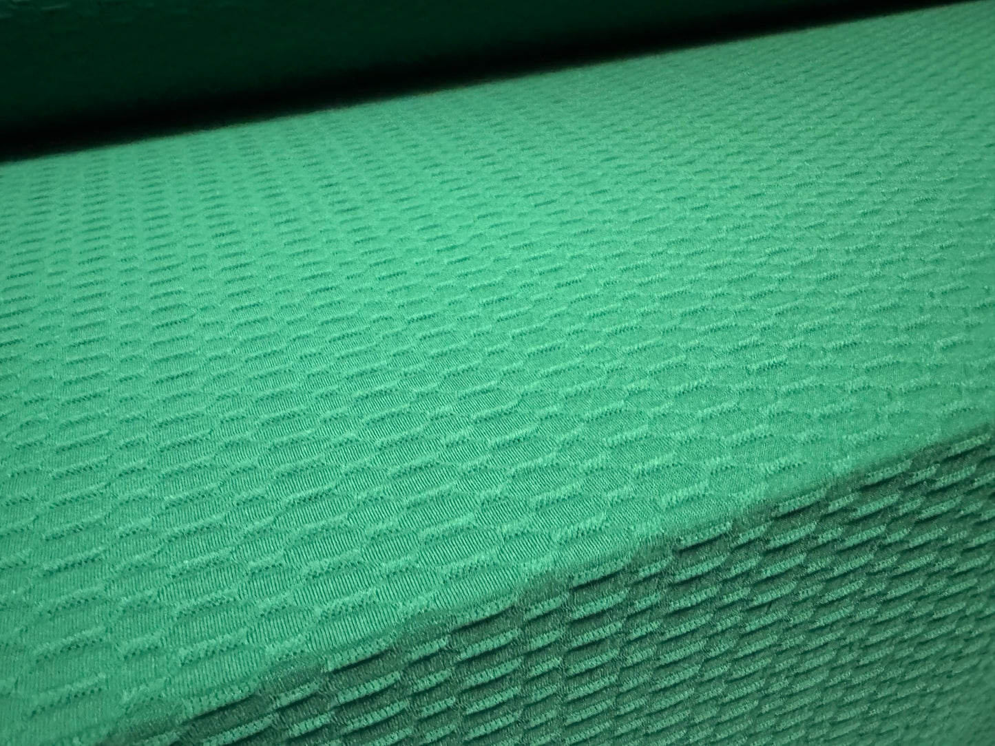 Beehive jacquard stretch spandex double jersey fabric, per metre - emerald green