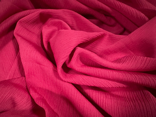 Treebark georgette woven dress fabric, per metre - plain - fuchsia